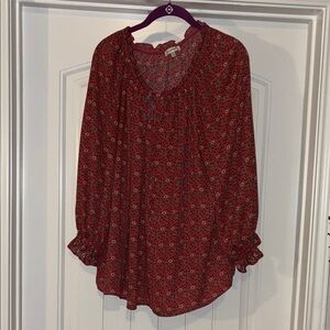 Max Studio Red Floral Blouse